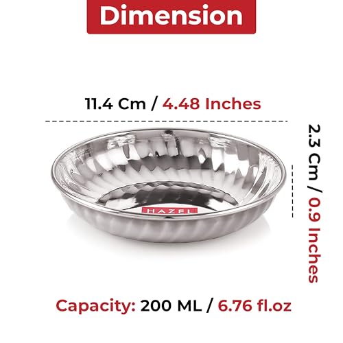 Image 5 of HAZEL Stainless Steel Breakfast Plate Set of 12 | 11.4 cm Small Snacks Serving Plates | Multipurpose Steel Thali for Kitchen & Daily Use