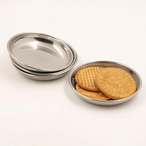Image 4 of Pack of 5 for the product Spillbox Stainless Steel Halwa Plates