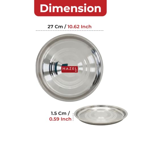 Image 3 of HAZEL Stainless Steel Dinner Plate 27 cm