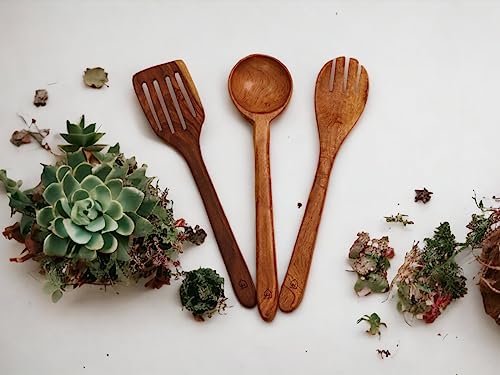Image 3 of Vesta Homes Neem Wood Spoon, Compact Flip, Spatula/Ladle Set of 3