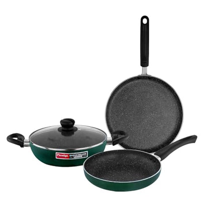 Image 1 of Default Title for the product Prestige Omega Granite Non-Stick 3 Pc Cookware Set with Glass Lid