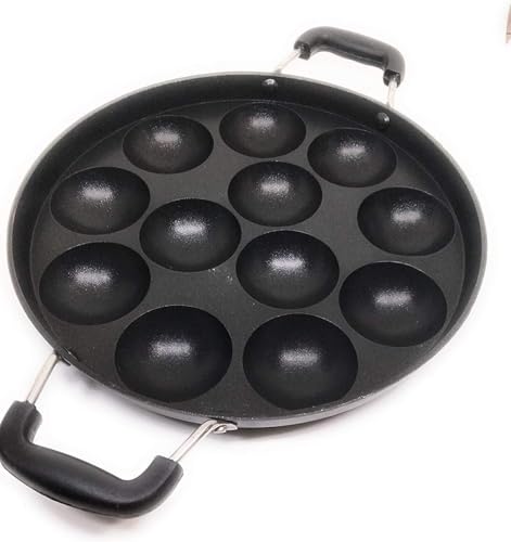 Image 4 of Generic Non-Stick 12 Cavity Grill Appam Patra with Stainless Steel Lid