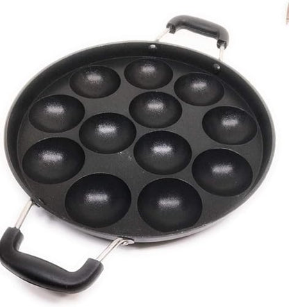 Image 4 of Generic Non-Stick 12 Cavity Grill Appam Patra with Stainless Steel Lid
