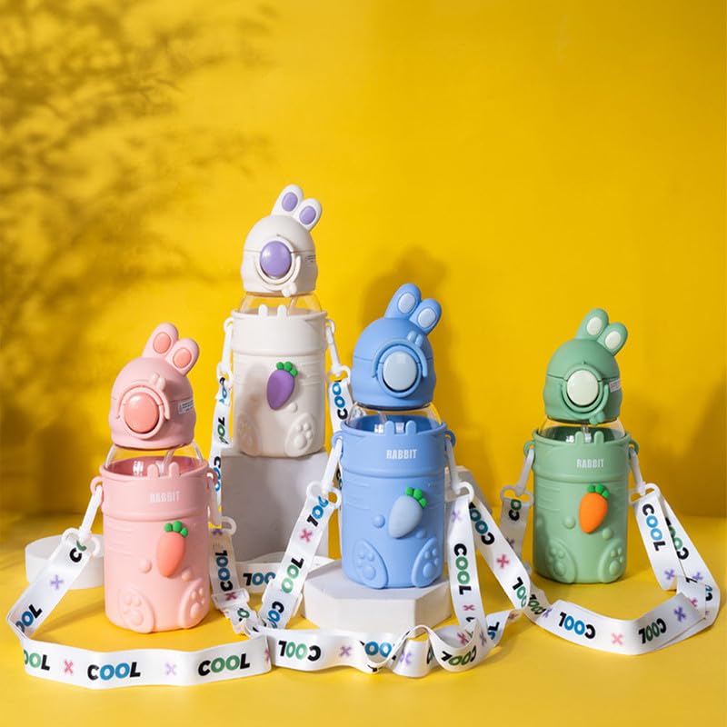 Image 8 of Aarvi Decor Studio Swiggle Rabbit 680ml BPA-Free Water Bottle with Straw & Carry Strap