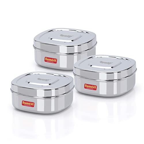 Image 8 of 3-Piece Set / 700ml for the product Sumeet Stainless Steel Square Storage Containers