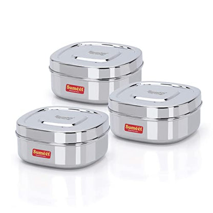 Image 9 of 3-Piece Set / 1000ml for the product Sumeet Stainless Steel Square Storage Containers