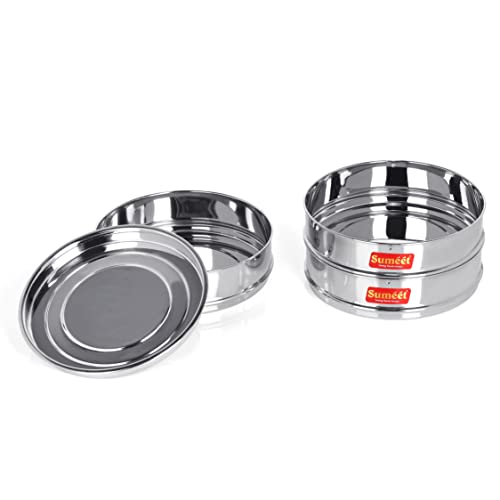 Image 4 of Sumeet Stainless Steel Flat Stackable Container/Separator with Lid Suitable for 5 Ltr & 5.5 Ltr Inner & Outer Lid Cooker, Silver