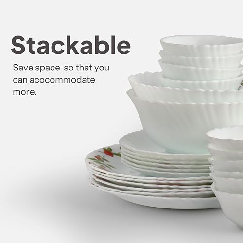 Image 6 of Cello Opalware Dazzle Series Imperial Rose 35 Pcs Dinner Set