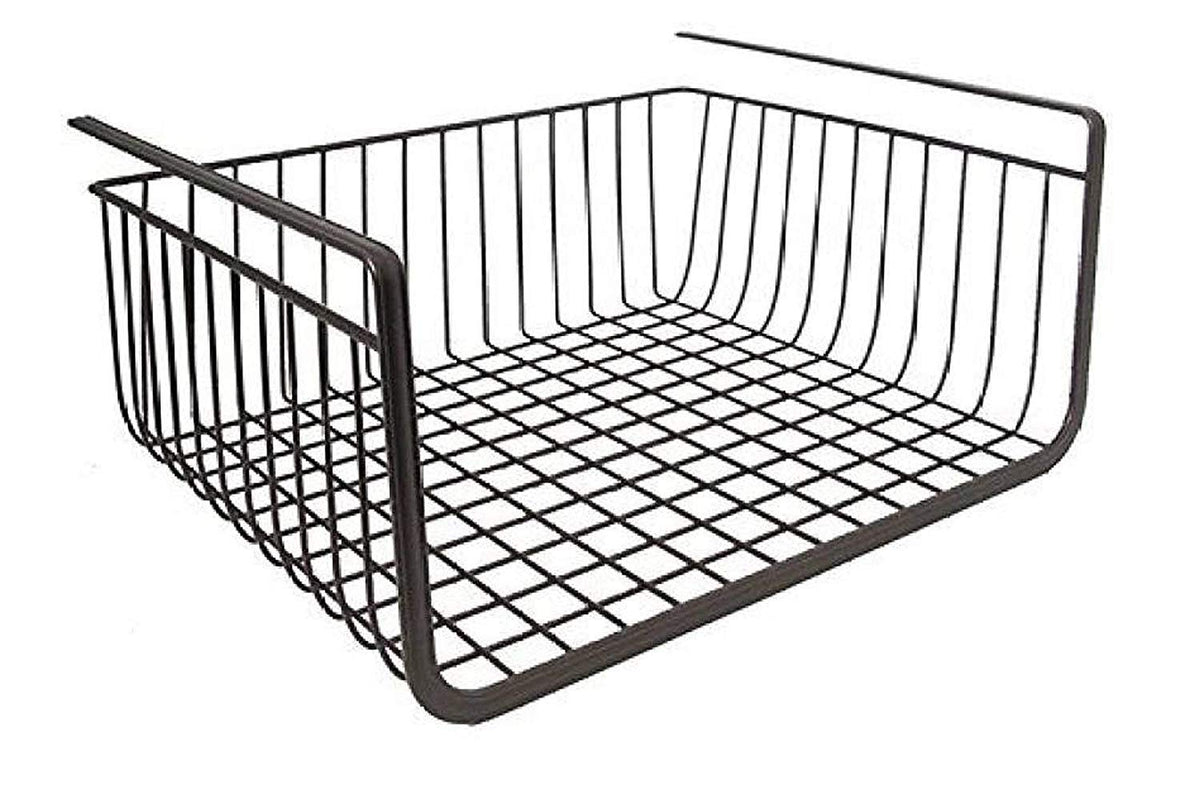 Image 3 of Go Hooked 16 Inch Under Shelf Basket Black Powder Coated Iron for Maximum Storage Efficiency Optimize Your Space for Kitchen and Pantry Home and Office Set of 2