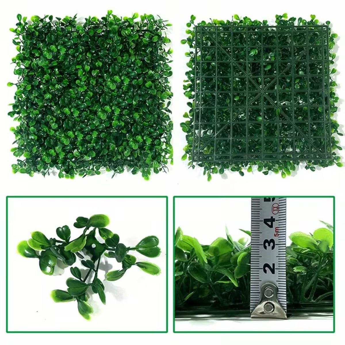 Image 4 of Go Hooked Artificial Grass Vertical Wall Small Leaves Tiles Vertical Garden Wall Tiles Durable Plastic Realistic Versatile Easy Install Weather Resistant Decorative UV Protected40 X 60 Cm Set of 2