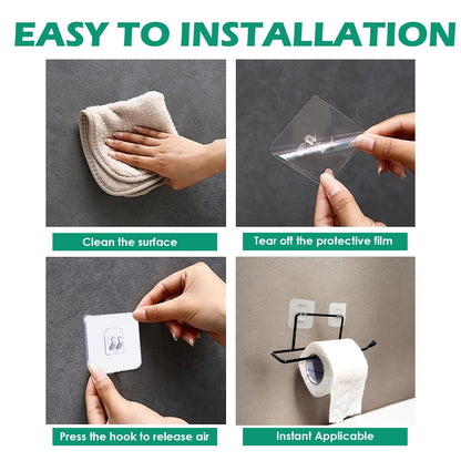 Image 5 of Go Hooked Self Adhesive Toilet Paper Holder | No Drill Tissue Paper Roll Holder | Rustproof No Drilling Tissue/Towel Holder for Kitchen, Bathroom, Washroom | Wall Mount (Pack of 2)