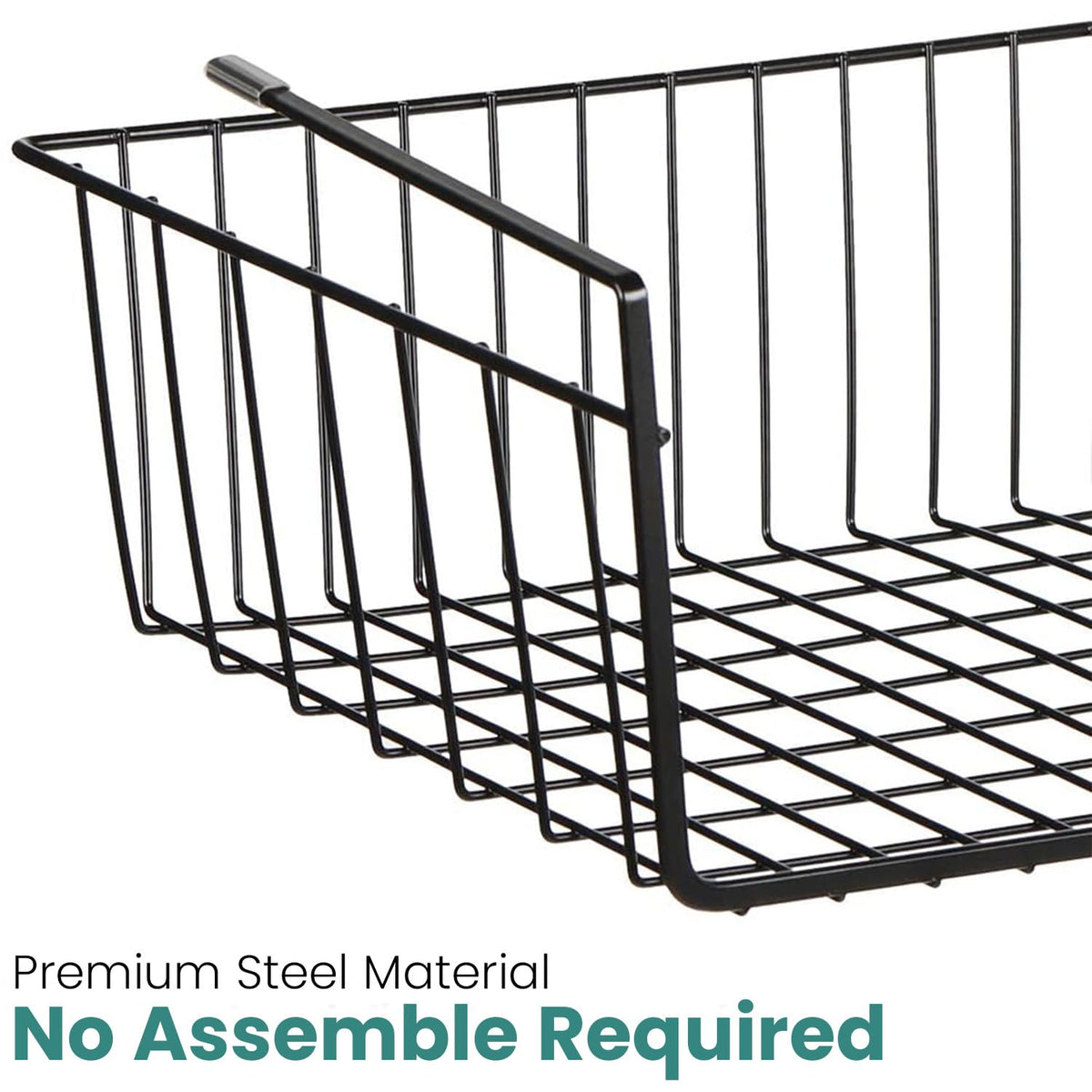 Image 4 of Go Hooked 12 Inch Undershelf Storage Basket Pack of 1 | Multipurpose Under Shelf Organizer | Hanging Wire Basket for Cabinet, Shelf, Pantry, Cupboard, Closet, Desk, and Bathroom (Black)
