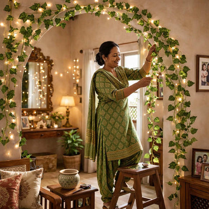 Image 2 of Go Hooked Artificial Hanging Creeper for Home Décor (Pack of 12, 6 Ft) | Maple Plant Leaf Garland with 30 Leaves Each | Plastic Decorative Creeper for Balcony, Walls, Garden Decoration