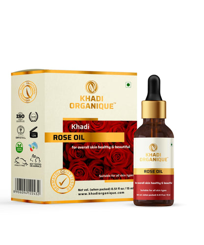 Image 1 of 15 ml for the product Khadi Organique Rose Essential Oil for Hair Growth, Acne & Blemishes Control