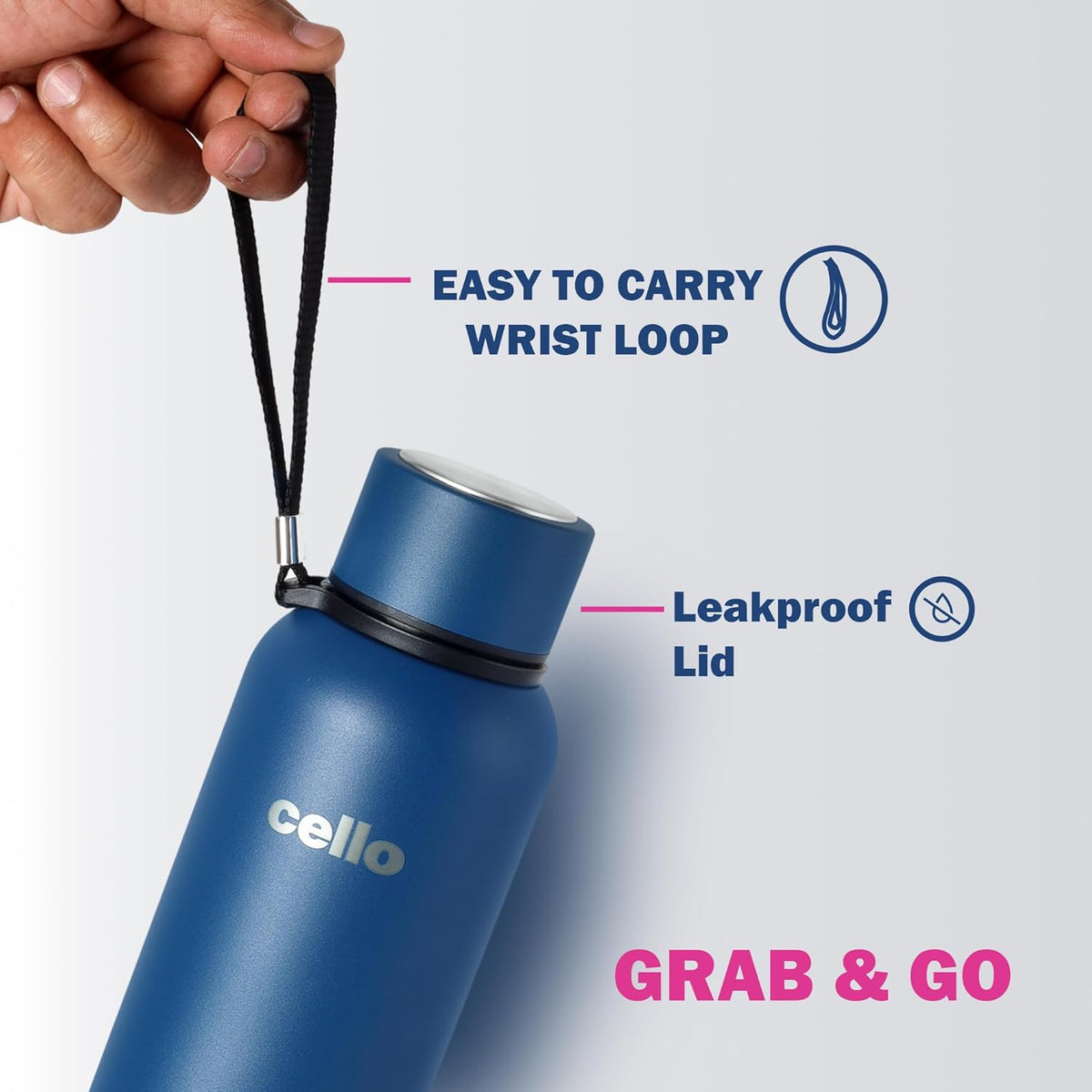 Image 5 of CELLO Duro Kent Insulated Stainless Steel Flask Water Bottle for Daily Use 750 ml, Dark Blue