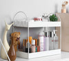 Image 1 of Default Title for the product Go Hooked 2-Tier Standing Rack Bathroom Countertop Organizer Vanity Tray Cosmetic Makeup Storage Kitchen Spice Rack Standing Shelf (White, Metal, Pack of 1)