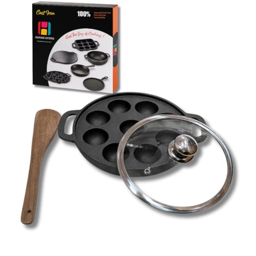 Image 5 of 9 Pit (Round) + Lid + Spatula for the product Human Hydro Cast Iron Paniyaram Pan