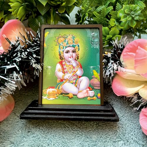 Image 4 of Panchmukhi Hanuman Wooden Idol - Glossy Finish 5x4in | Murti for Car Dashboard & Home Temple | Perfect Small Statue for Door Entrance & Puja | Enhance Spaces (bal Gopal 1)