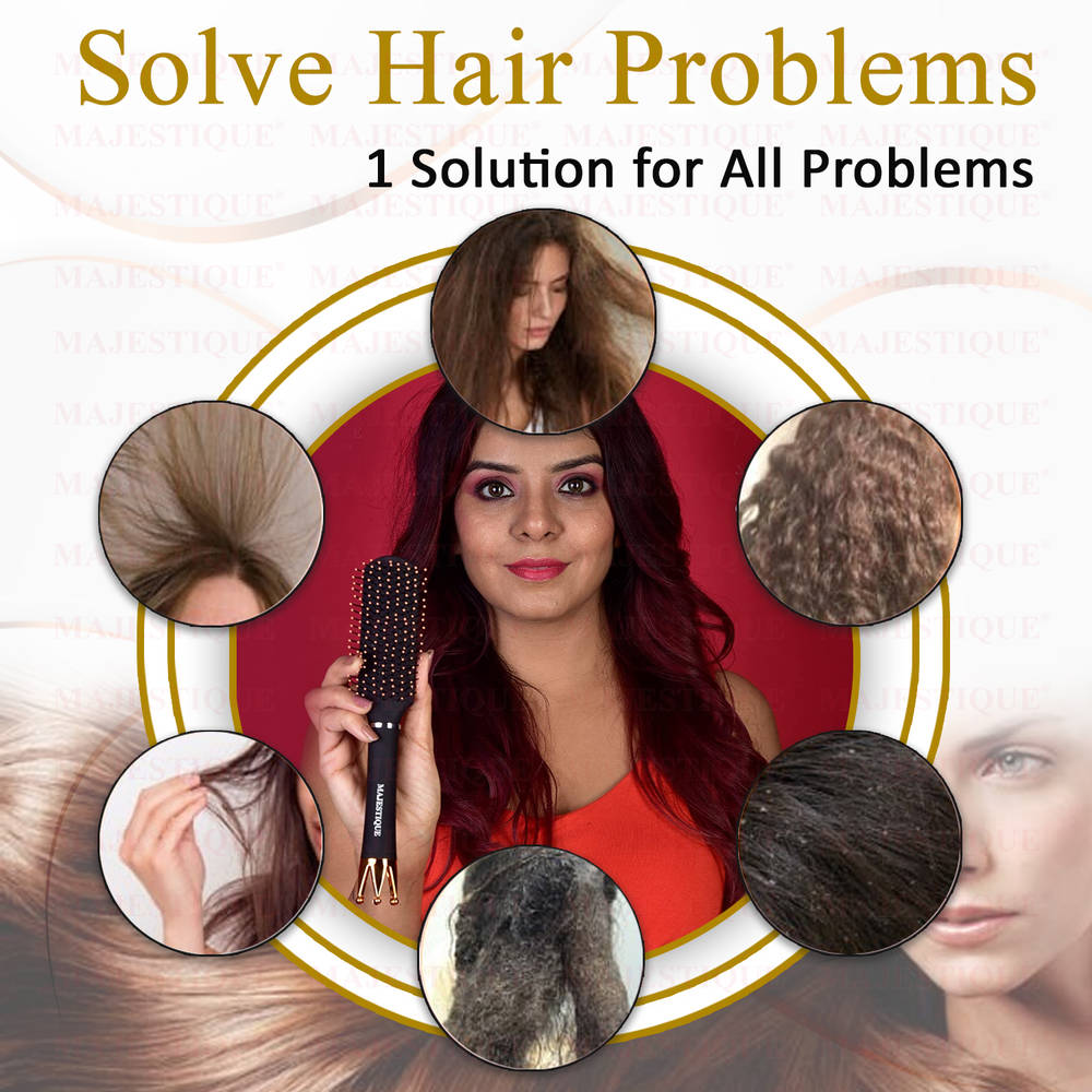 Image 7 of Majestique Crown Series Flat Hair Brush HR154 Wet & Dry Hair-Row Smoothing Detangling