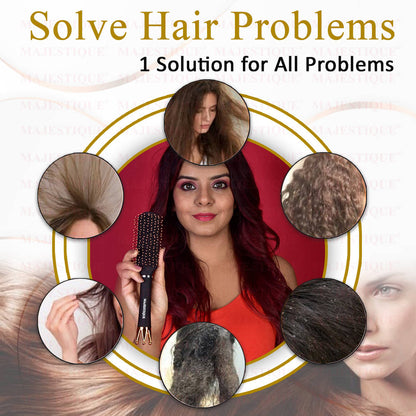 Image 7 of Majestique Crown Series Flat Hair Brush HR154 Wet & Dry Hair-Row Smoothing Detangling