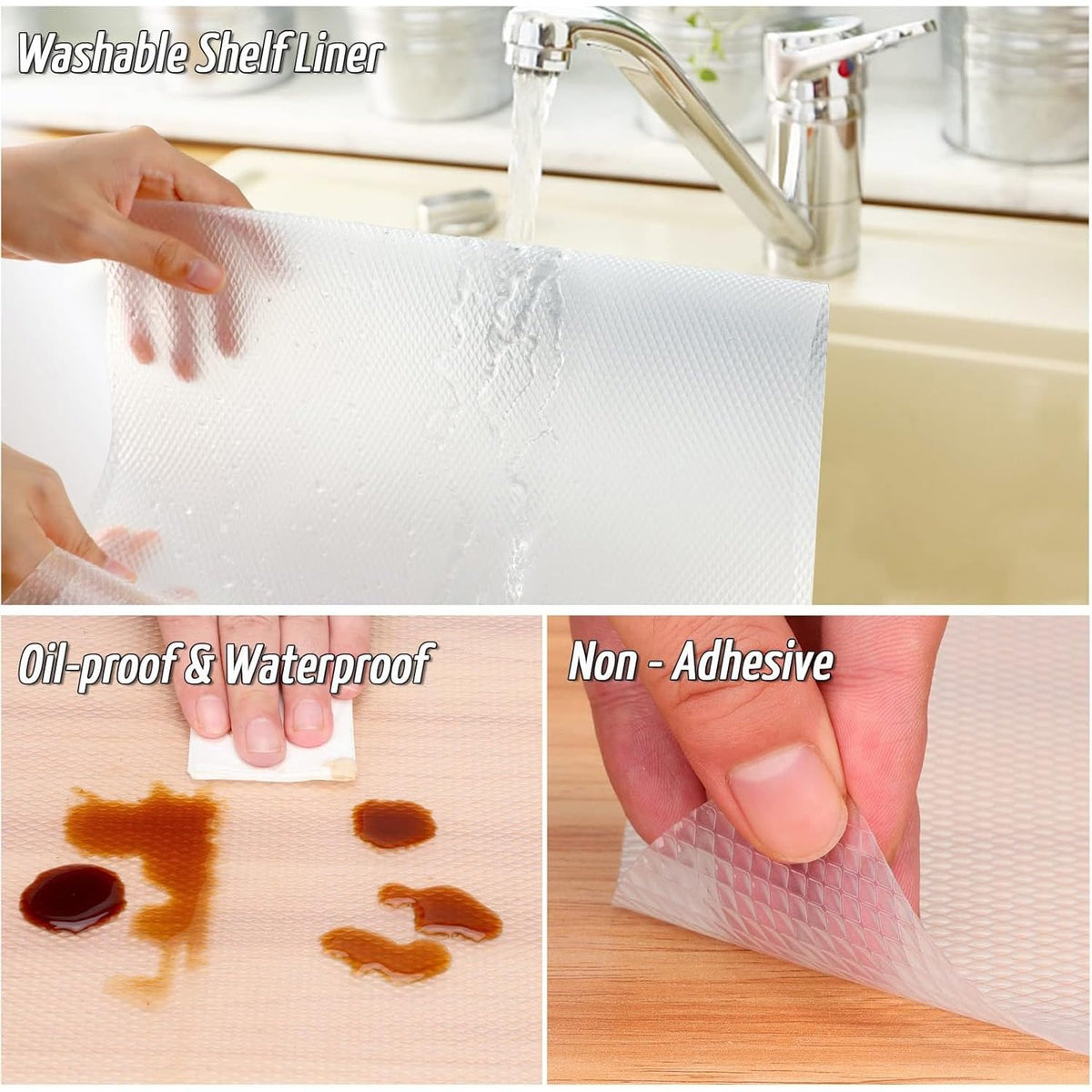 Image 5 of Go Hooked EVA Food Grade Anti-Slip Mat for Fridge, Shelf, Table & Drawer – Washable, Waterproof, Non-Adhesive, Multi-Purpose Liner for Home & Office Use – Cuttable & Reusable (White, 45cm X 5m)