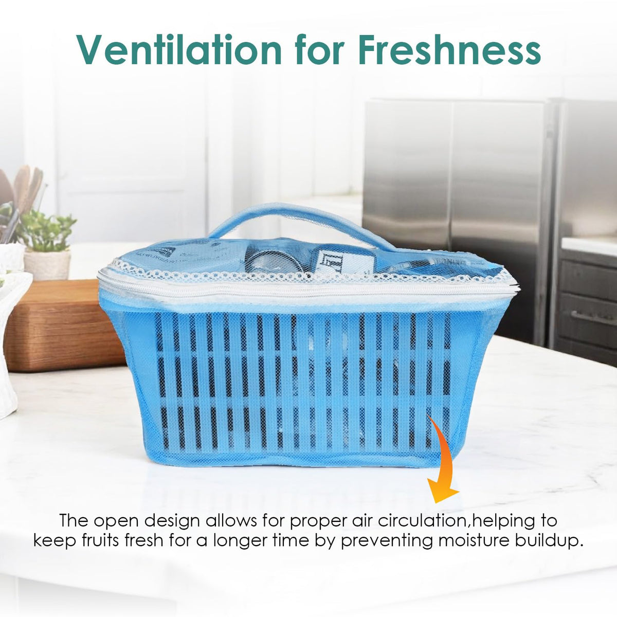Image 2 of Go Hooked Multipurpose Plastic Storage/Gift Basket With Net Cover | Stylish Basket With Zip Net Cover Versatile Practical Solutions Convenient Storage Maximize Space (Pack of 2 Blue).