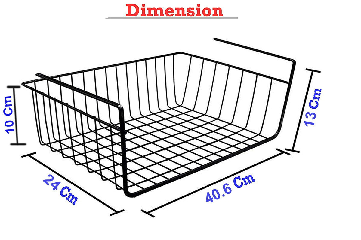 Image 4 of Go Hooked 16 Inch Under Shelf Basket Black Powder Coated Iron for Maximum Storage Efficiency Optimize Your Space for Kitchen and Pantry Home and Office Set of 2