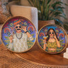 Image 1 of Default Title for the product Go Hooked Decorative Metal Tray Set of 2 with Modern Couple Art | Round Display Trays for Home Décor, Coffee Table Styling, Valentine Gift for Couples, Romantic Party Theme Luxury Display (8/10 Inch)