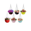 Image 1 of Default Title for the product Go Hooked Plastic Hanging Pots, Multicolour, Diameter 7.1 Inch, Height 4.8 Inch, Thickness 3 mm, Chain Length 33cm Approx, 6 Pieces