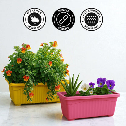 Image 4 of Go Hooked Planters | Multicolor | Rectangular | Plastic Pots for Plants | Jupiter Flower Pots for Home | Window Display Planters | Garden Planters | Set of 6 | 35 x 18.5 x 15 cm