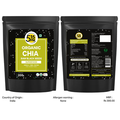 Image 8 of 5:15 PM Certified Organic Chia Seeds - Raw Unroasted Black Chia Seeds