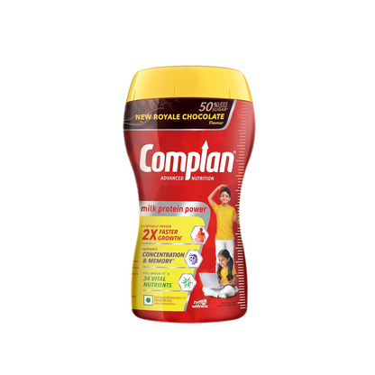 Image 1 of 200 gm / Pack of 1 for the product Complan Nutrition and Health Drink Royale Chocolate Jar - Flavourful Nutritious Drink, 100% Milk Protein, Improves Childrens Immune System