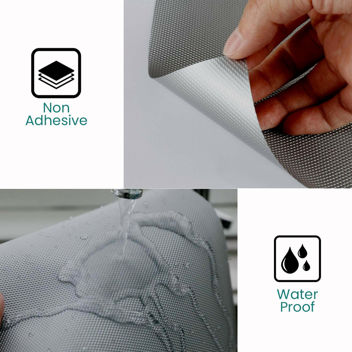 Image 3 of Go Hooked EVA Food Grade Anti-Slip Mat for Fridge, Shelf, Table & Drawer – Washable, Waterproof, Non-Adhesive, Multi-Purpose Liner for Home & Office Use – Cuttable & Reusable (Grey, 45cm X 5m)