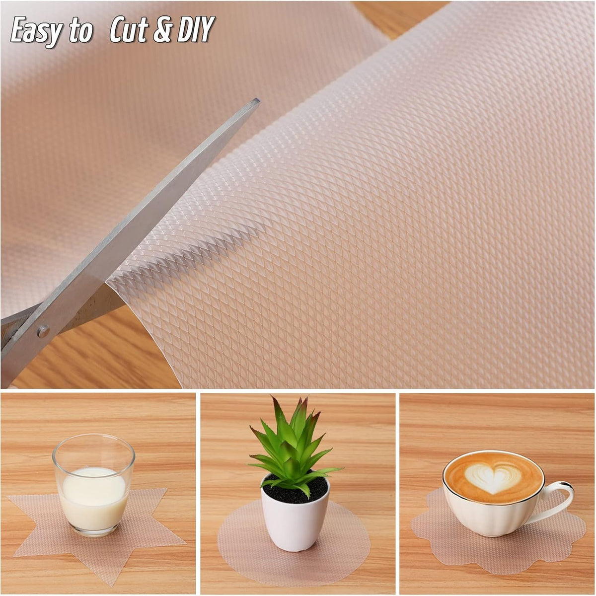 Image 3 of Go Hooked EVA Food Grade Anti-Slip Mat for Fridge, Shelf, Table & Drawer – Washable, Waterproof, Non-Adhesive, Multi-Purpose Liner for Home & Office Use – Cuttable & Reusable (White, 45cm X 5m)