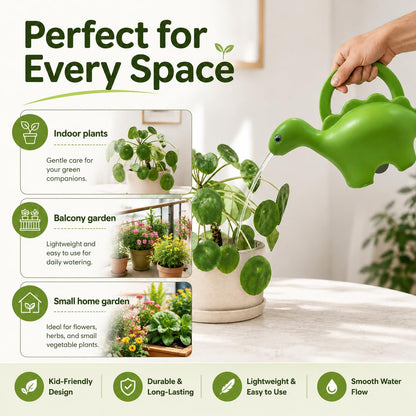 Image 7 of Go Hooked Plastic Dinosaur Shape 1 Liter Kids Watering Can for House Plants & Garden Plants Roar Some Gardening Dino Shaped Delight Garden Time Travel (Pack of 1, Green, 1 Liter)