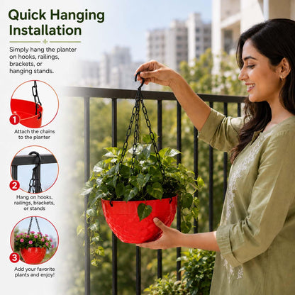 Image 3 of Go Hooked Plastic Hanging Diamond Planter | Hanging Pots for Plants (Set of 3)