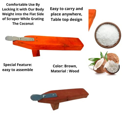 Image 3 of simsnura Wood Coconut Scraper Manual Grater