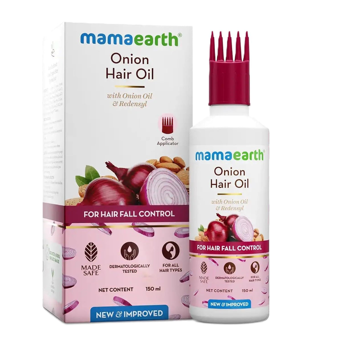 Image 1 of 150 ml / Pack of 1 for the product Mamaearth Onion Hair Oil With Onion & Redensyl For Hair Fall Control