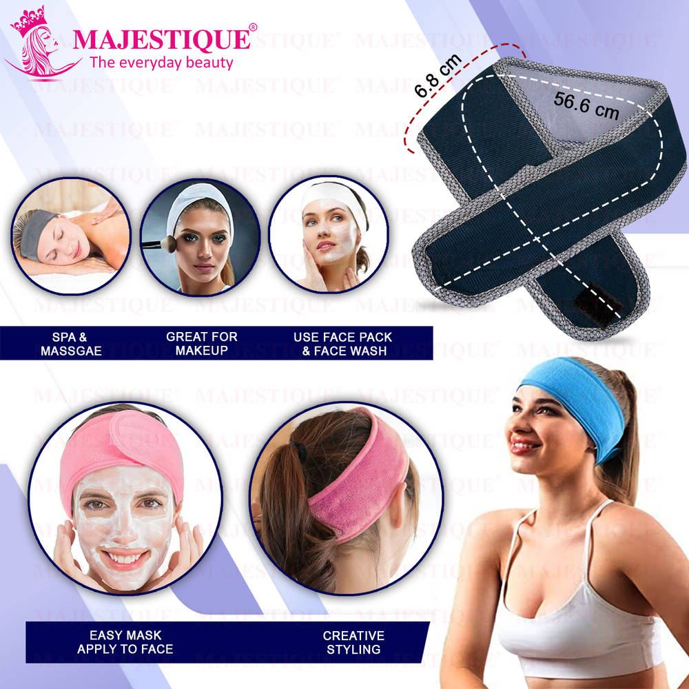 Image 4 of Majestique Facial Head Band, Dual Sided Silicone Brush With Makeup Remover Sponge
