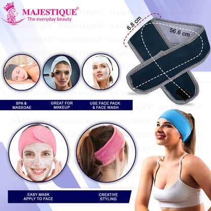 Image 4 of Majestique Facial Head Band, Dual Sided Silicone Brush With Makeup Remover Sponge