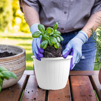 Image 5 of Go Hooked Go HookedPlastic Duro Flower Pot for Gardening, Indoor/Outdoor Planter-White (8 Inch)(Pack of 6 with Tray)