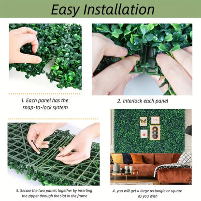 Image 2 of Go Hooked Artificial Grass Vertical Wall Small Leaves Tiles Vertical Garden Wall Tiles Durable Plastic Realistic Versatile Easy Install Weather Resistant Decorative UV Protected40 X 60 Cm Set of 2