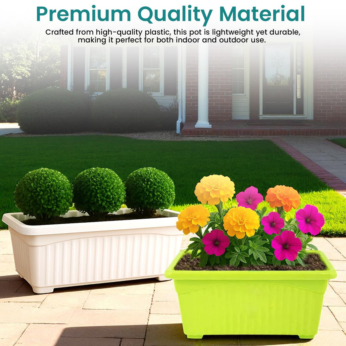 Image 5 of Go Hooked Planters | Multicolor | Rectangular | Plastic Pots for Plants | Jupiter Flower Pots for Home | Window Display Planters | Garden Planters | Set of 6 | 35 x 18.5 x 15 cm