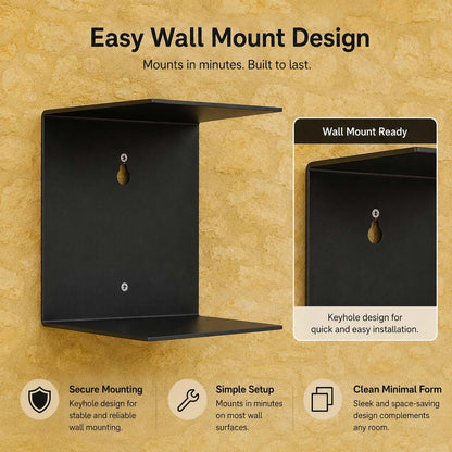 Image 3 of Go Hooked Heavy Duty Metal Wall Mounted Book Shelves for Study Room, Living Room and Bedrooms (1 Pc) (Black)