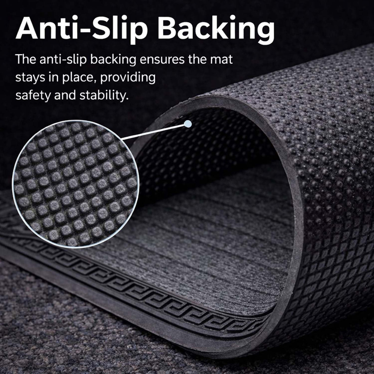 Image 3 of Go Hooked Rubber Door Mat 40x60 cm | Anti-Slip Floor Mat with Ribbed Textured Surface | Heavy Duty Dust & Dirt Trapper Doormat for Home Entrance, Kitchen, Bathroom, Office Indoor Use (Grey)