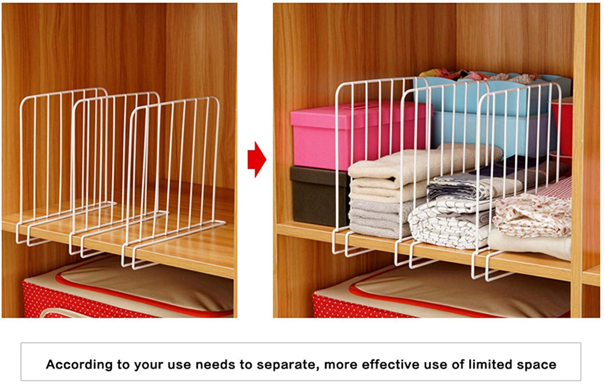 Image 5 of Go Hooked Coated Iron Racks Closet Shelf Organiser Shelf Partitions Shelf Separators Shelf Dividers White Durable Sturdy Space Saving Versatile Heavy Duty Efficient Compact Organize Pack of 3