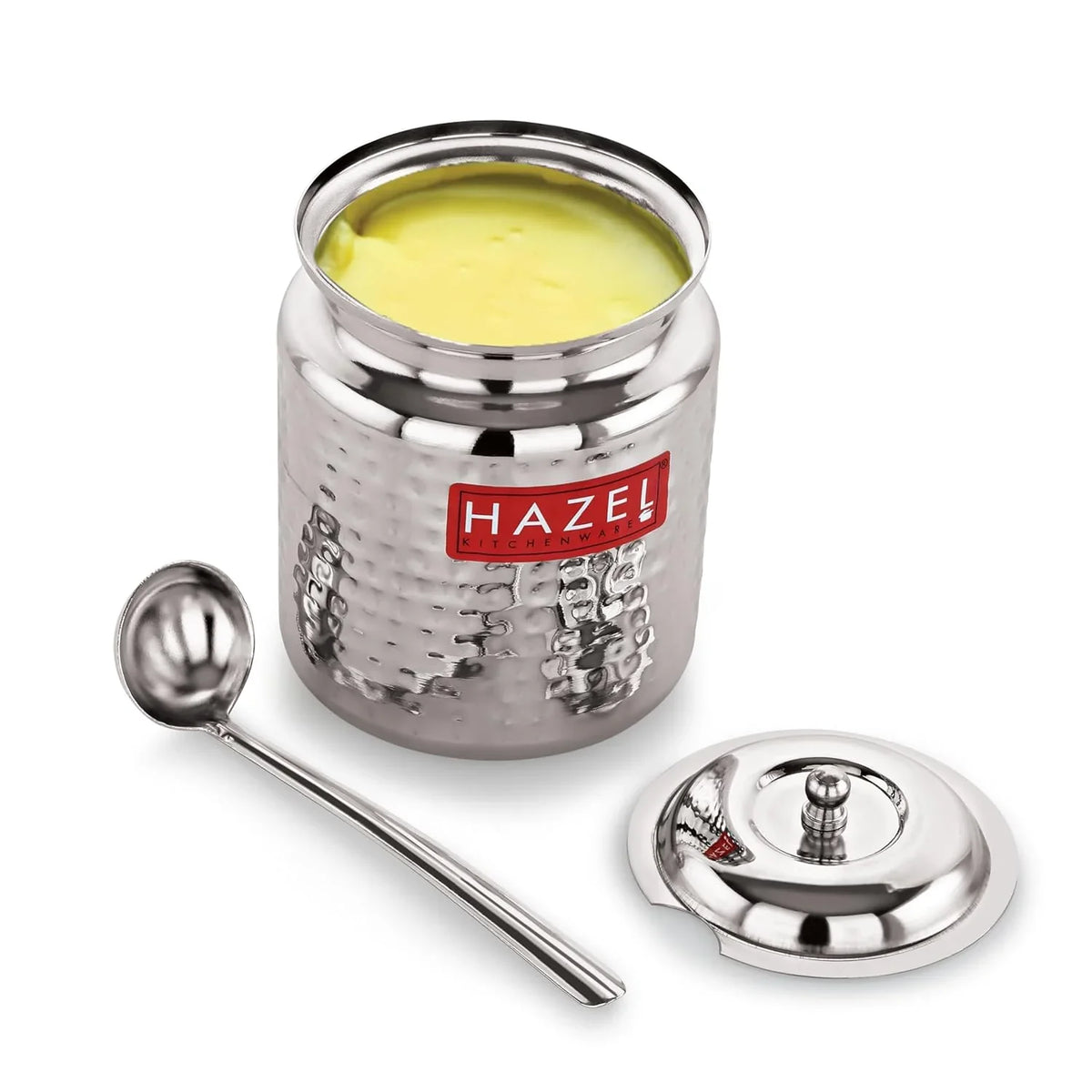 Image 2 of HAZEL Stainless Steel Ghee Container with Spoon | Oil Containers for Kitchen with Lid, 600 ML