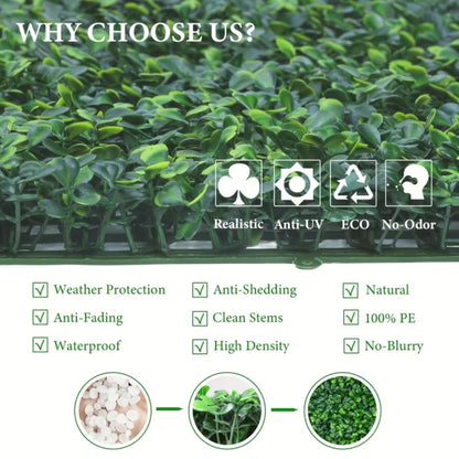 Image 3 of Go Hooked Artificial Grass Vertical Wall Small Leaves Tiles Vertical Garden Wall Tiles Durable Plastic Realistic Versatile Easy Install Weather Resistant Decorative UV Protected40 X 60 Cm Set of 2