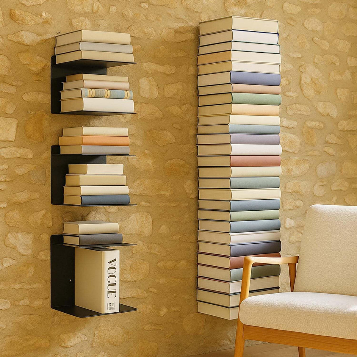 Image 4 of Go Hooked Heavy Duty Metal Wall Mounted Book Shelves for Study Room, Living Room and Bedrooms (1 Pc) (Black)