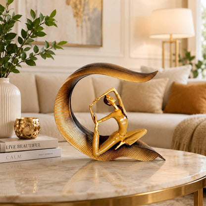 Image 1 of Default Title for the product Go Hooked Yoga Lady Statue Polyresin Meditating Woman Figurine for Home & Office Décor 22Cm | Elegant Yoga Showpiece | Zen Décor | Namaste Meditation Idol | Decorative Woman Statue (Gold)